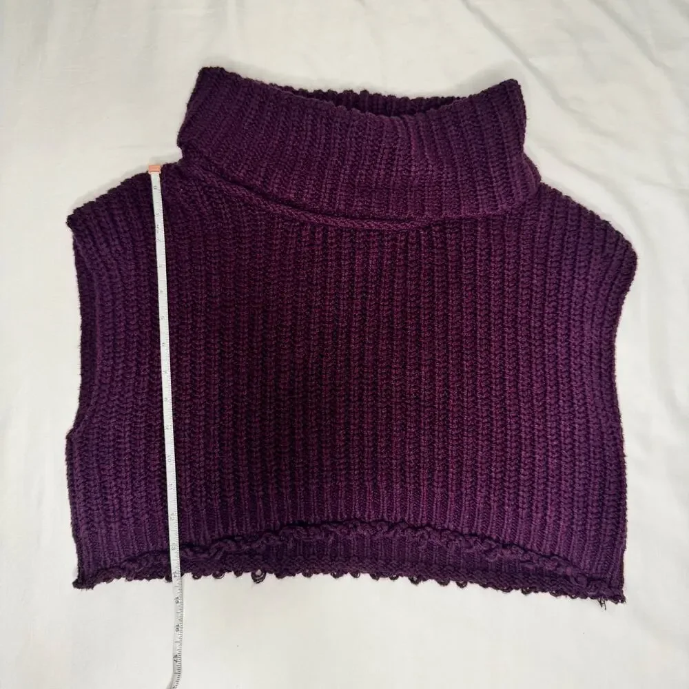 Free People Hunny Bunny Crop Sweater Women’s Large Purple Boho Dark Feminine - Picture 5 of 15